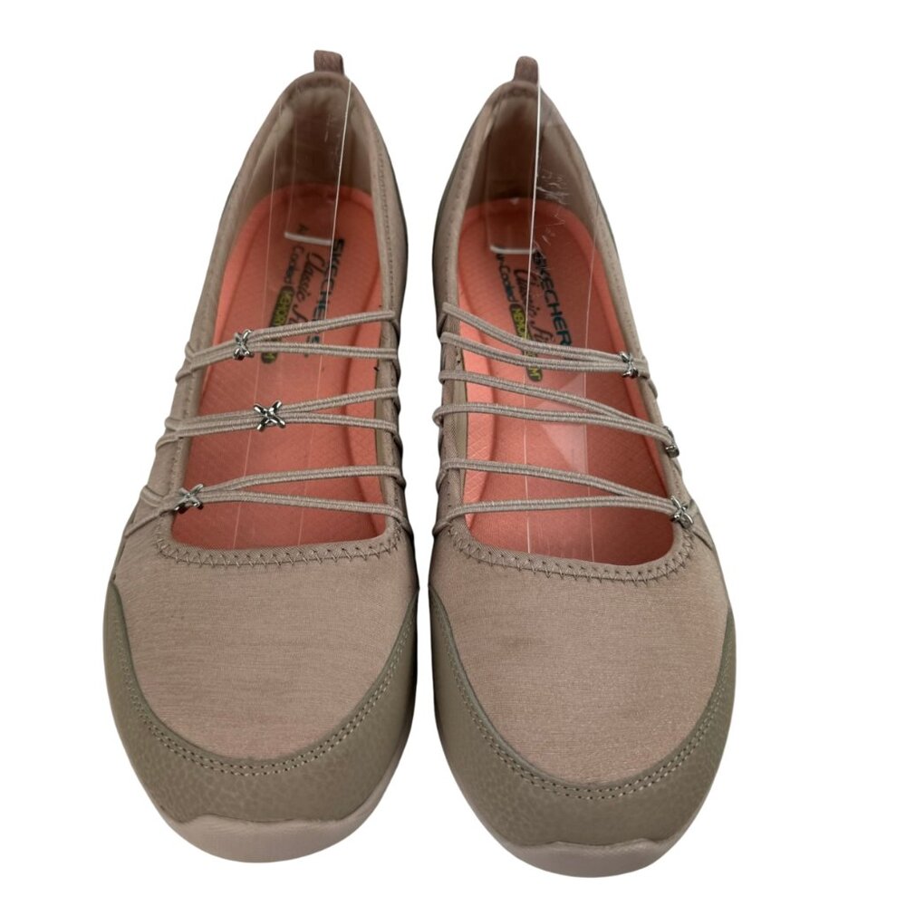 Skechers Women's Be-Light Heathered Bungee Strap Mary Jane Flats Shoes